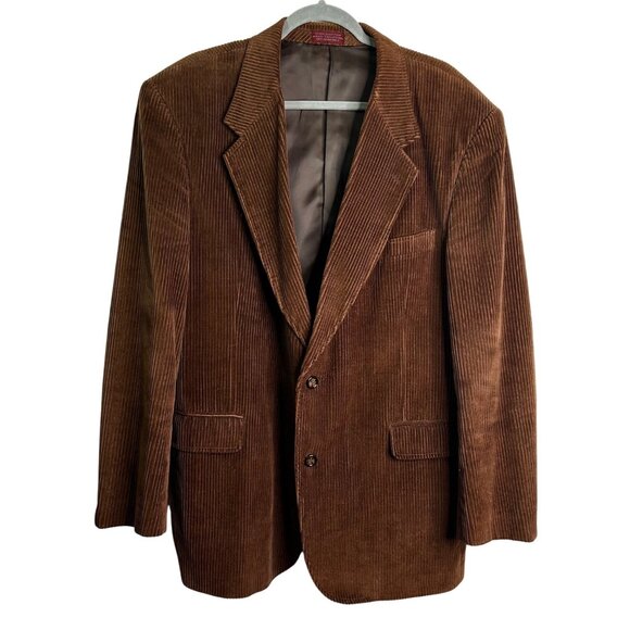 Mens Cordovan & Grey Ltd Brown Corduroy Blazer Jacket Mens 46L Retro Vintage - Picture 1 of 8
